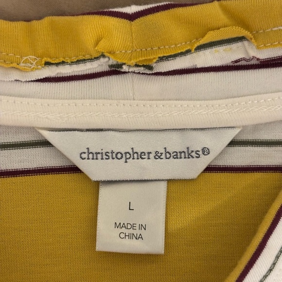 Christopher & Banks Yellow and White Long Sleeve Tee - Picture 2 of 8